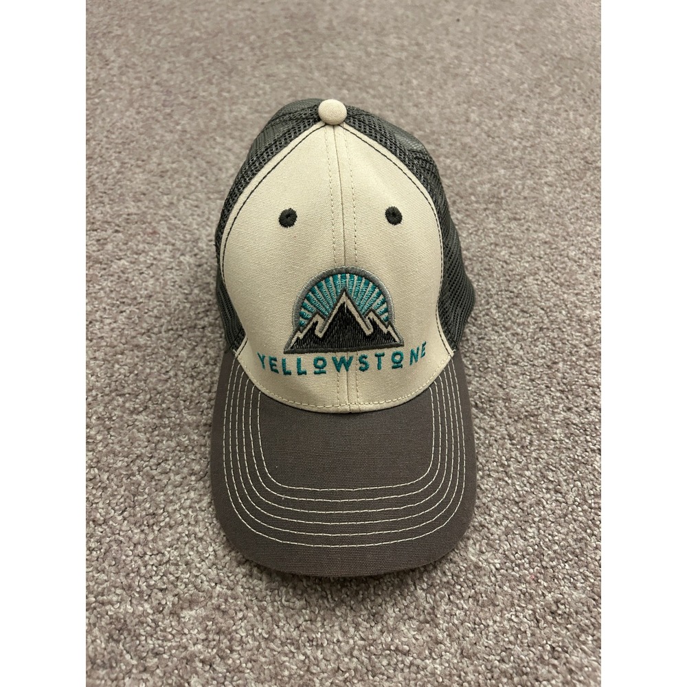 Prairie Mountain Yellowstone Trucker Hat Mens OSFM Gray Cream Good Snapback Mesh